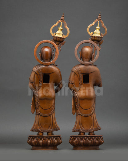 Hand-carved Sculpture of Buddha's Two Disciples