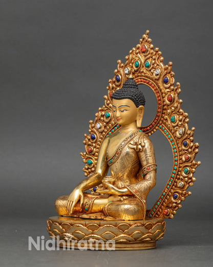 Shakyamuni Buddha Sculpture | Gold Gilded Copper Art