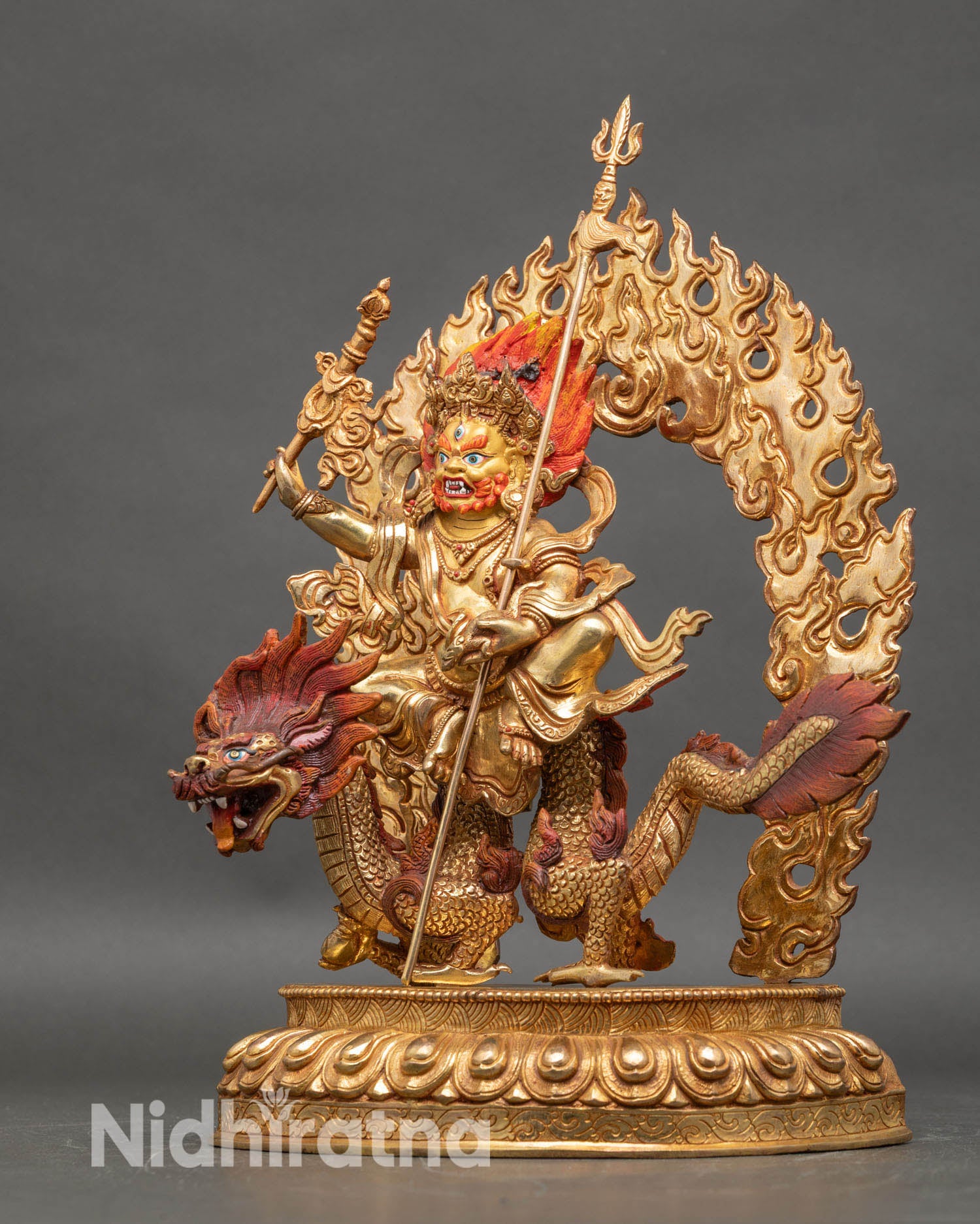White Dzambhala Statue | 24K Gold Wealth Deity from Nepal