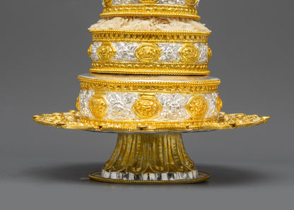 4-inch Tibetan Mandala Set | Offering Set with Silver & Gold Plating