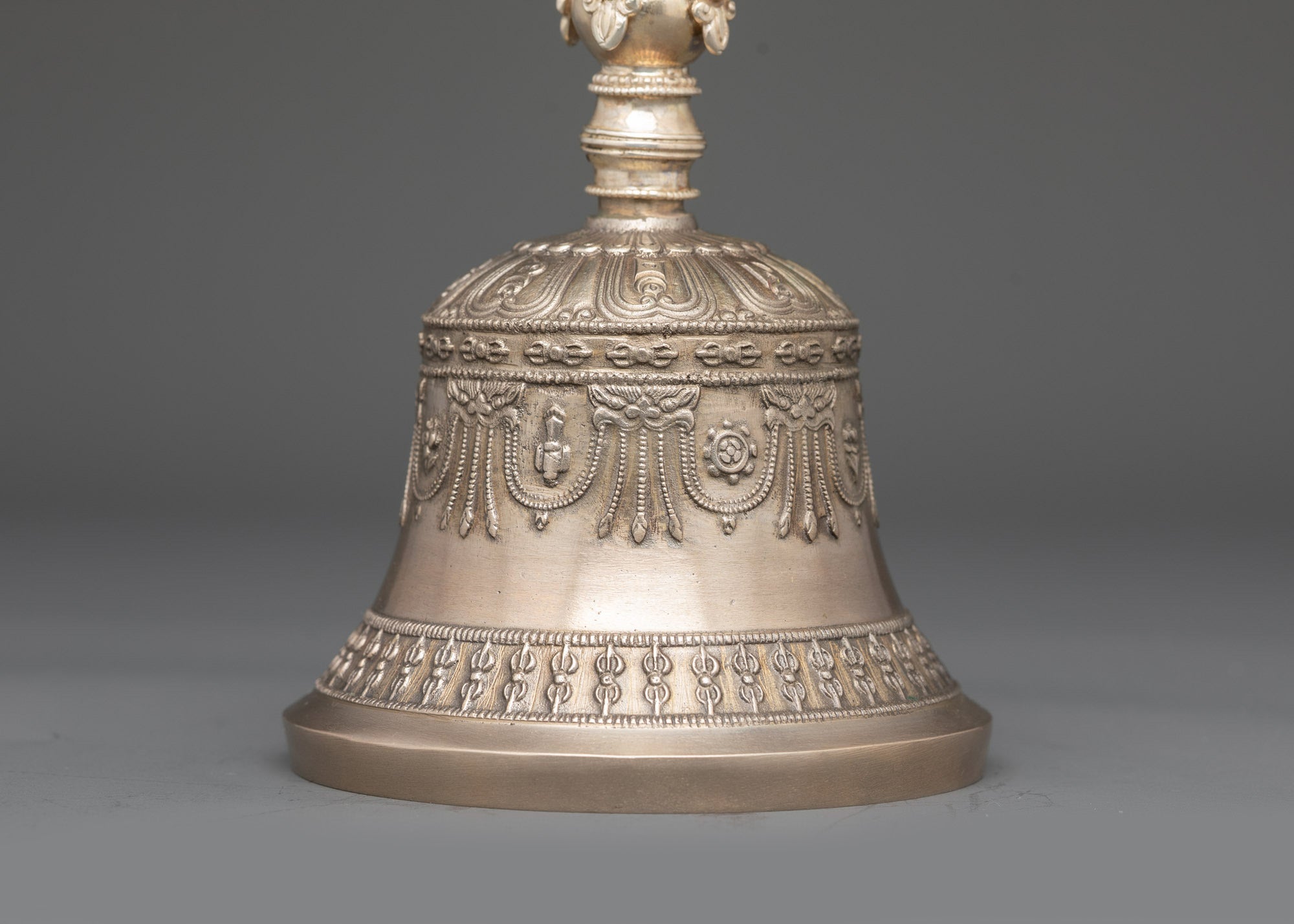 Tibetan Bell and Vajra Set | Bronze & Silver Instruments for Worship