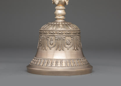 Tibetan Bell and Vajra Set | Bronze & Silver Instruments for Worship