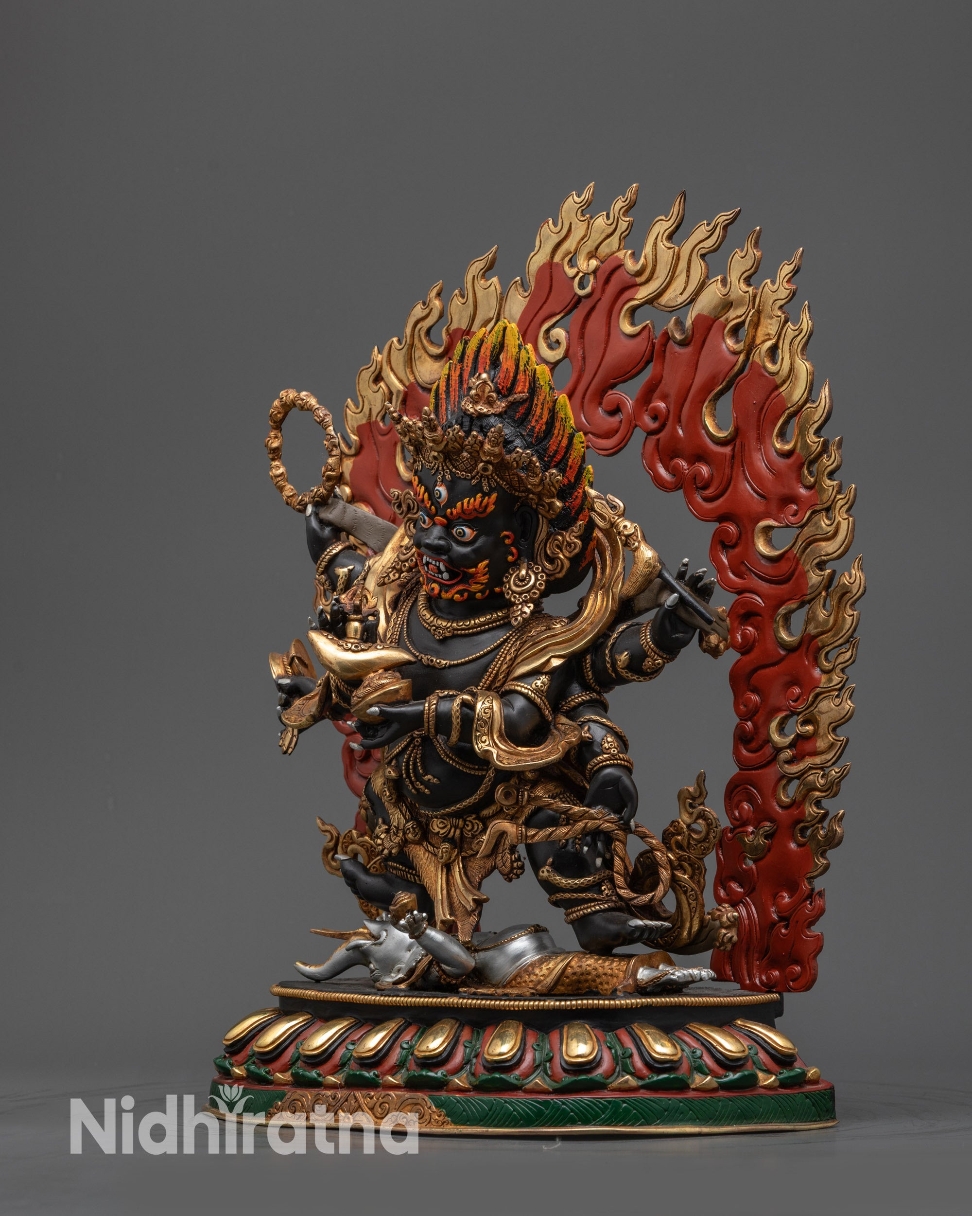 Traditional Vajrayana Six-Armed Mahakala Sculpture | Mahakala Statue