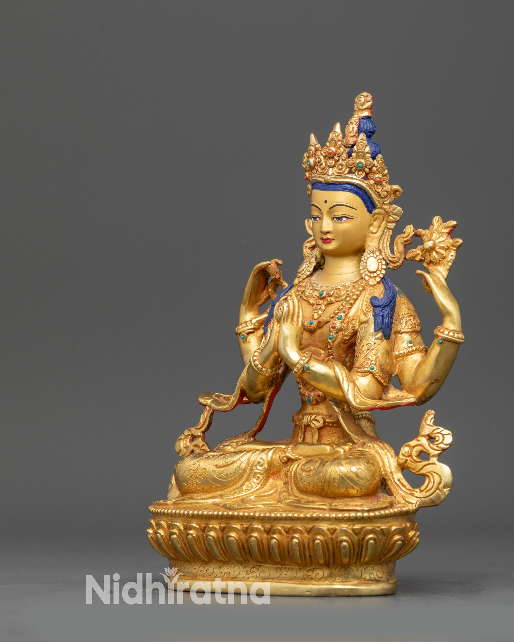 Handcrafted Meditation Sculpture of Chenrezig | Handicrafted Statues