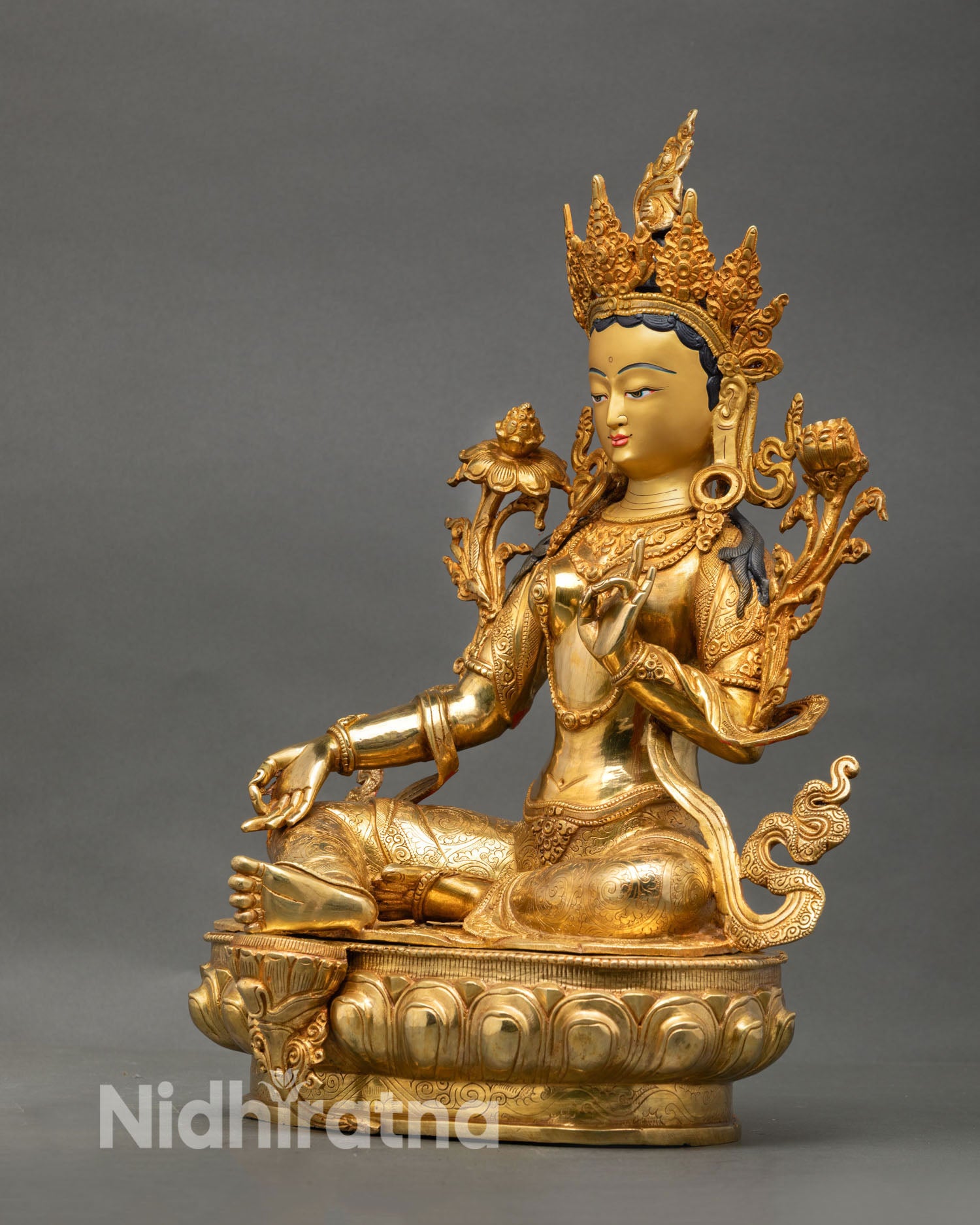 Blessed Green Tara | 24K Gold Gilded Buddhist Statue