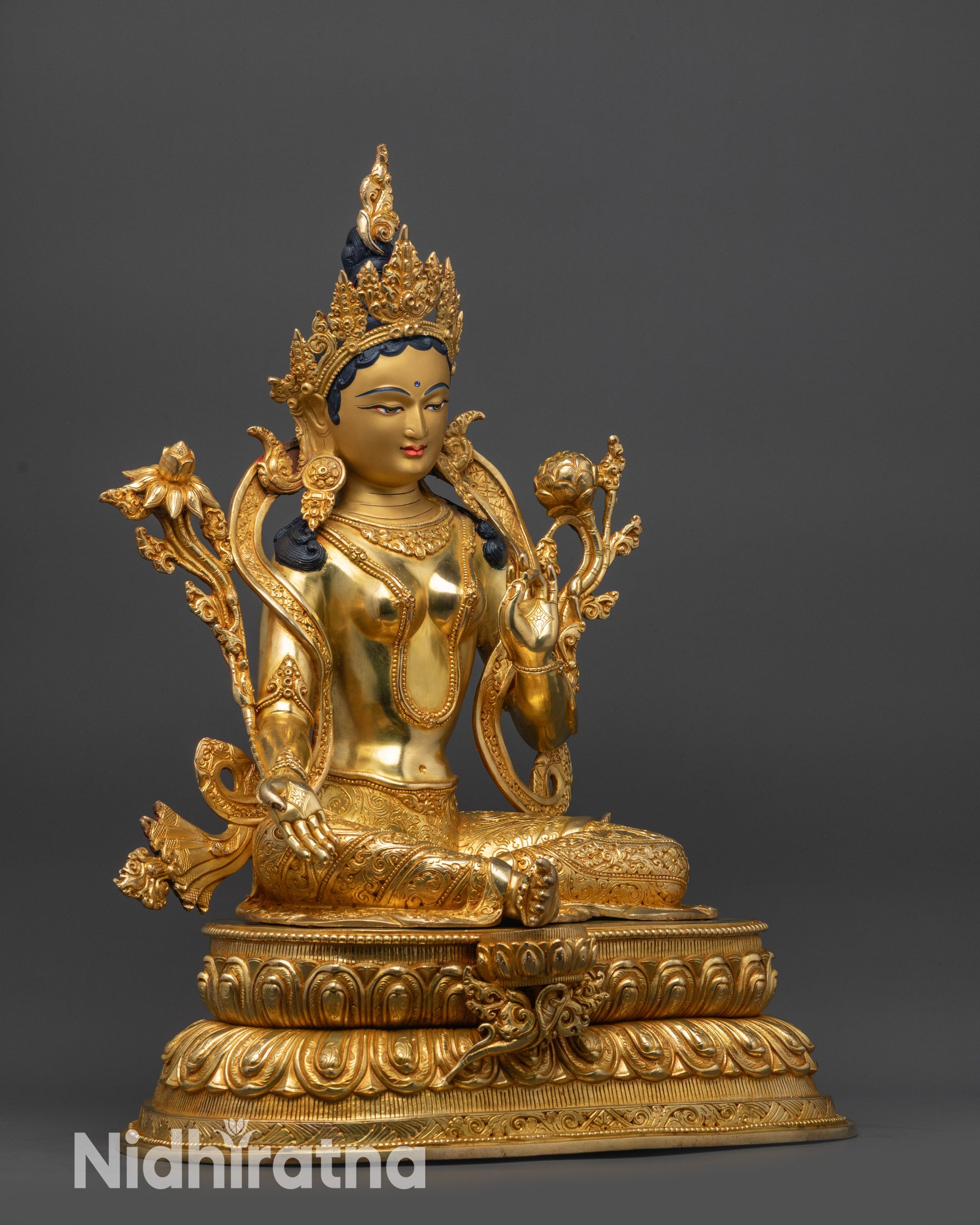 Mother Tara Statue | 24K Gold-Gilded Compassionate Goddess Sculpture