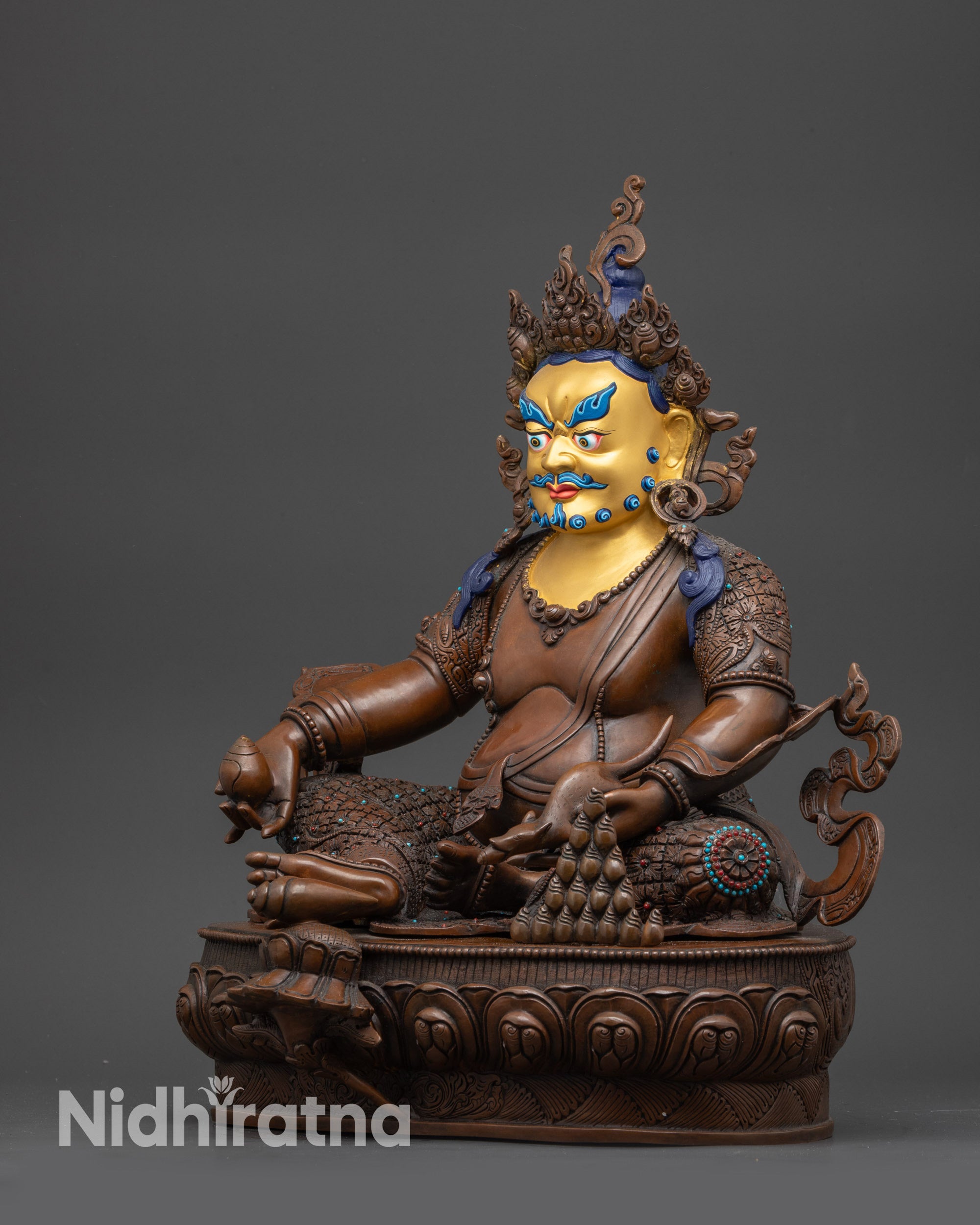 Handcrafted Yellow Dzambhala Statue – God of Wealth from Nepal