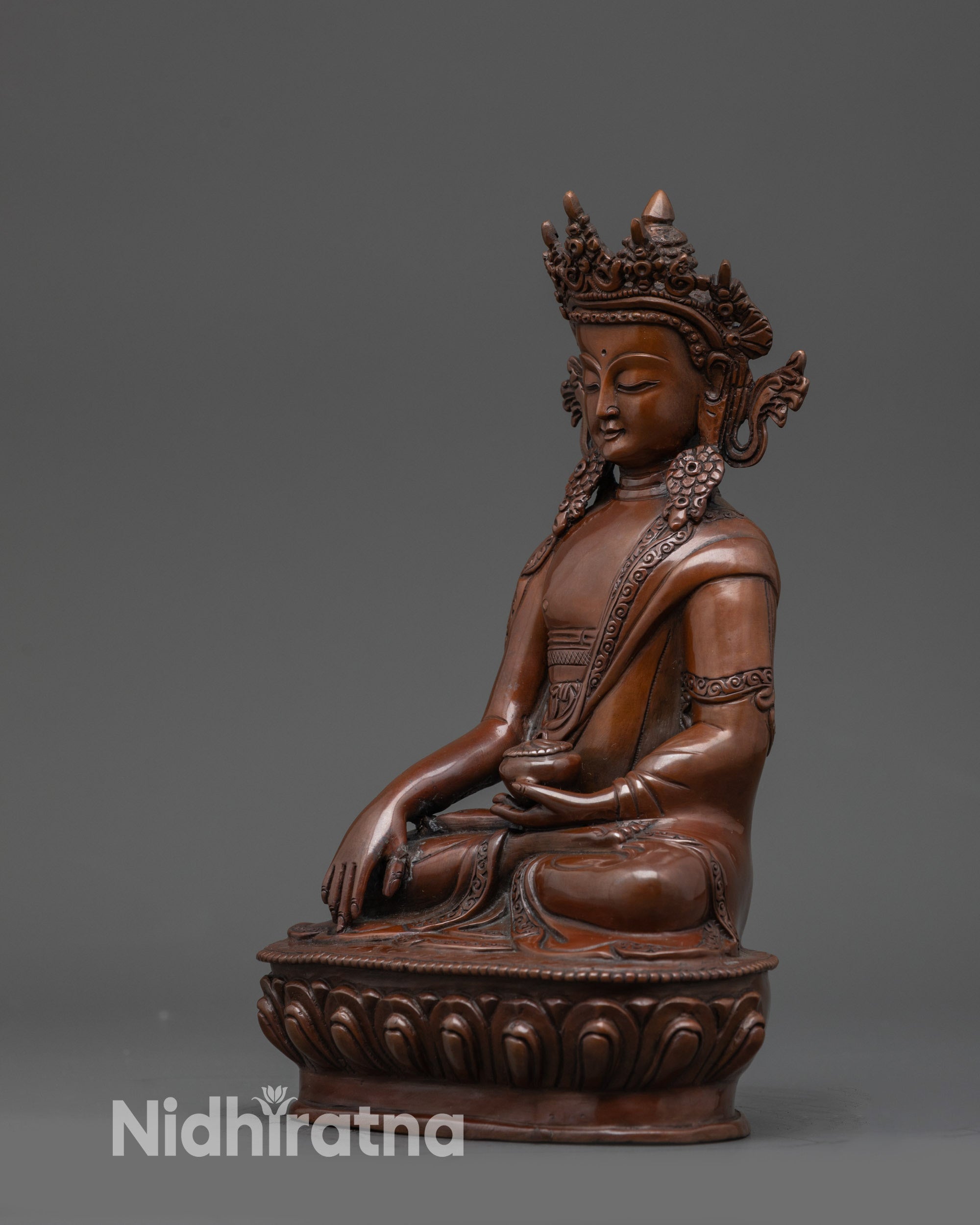 Handcrafted Crowned Shakyamuni Buddha – Meditation Altar Sculpture