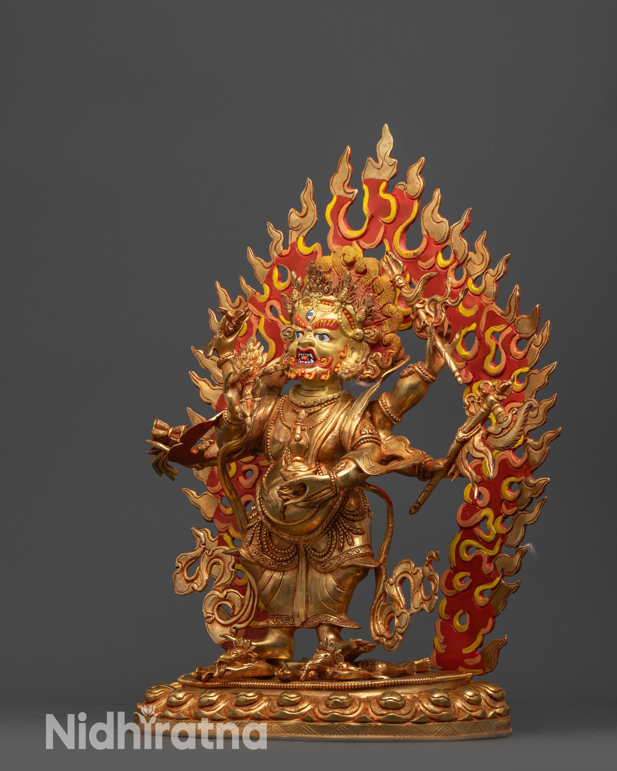 Handcrafted White Mahakala Statue | Tibetan Buddhist Wrathful Deity
