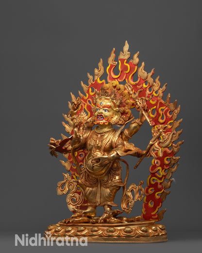 Handcrafted White Mahakala Statue | Tibetan Buddhist Wrathful Deity