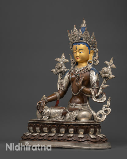 Tibetan White Tara (Sapta Lochani) Statue – Meditation & Altar
