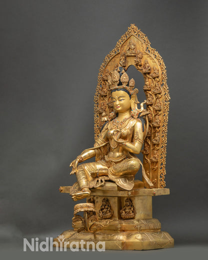 Green Tara Statue - Sacred Himalayan Goddess of Swift Protection