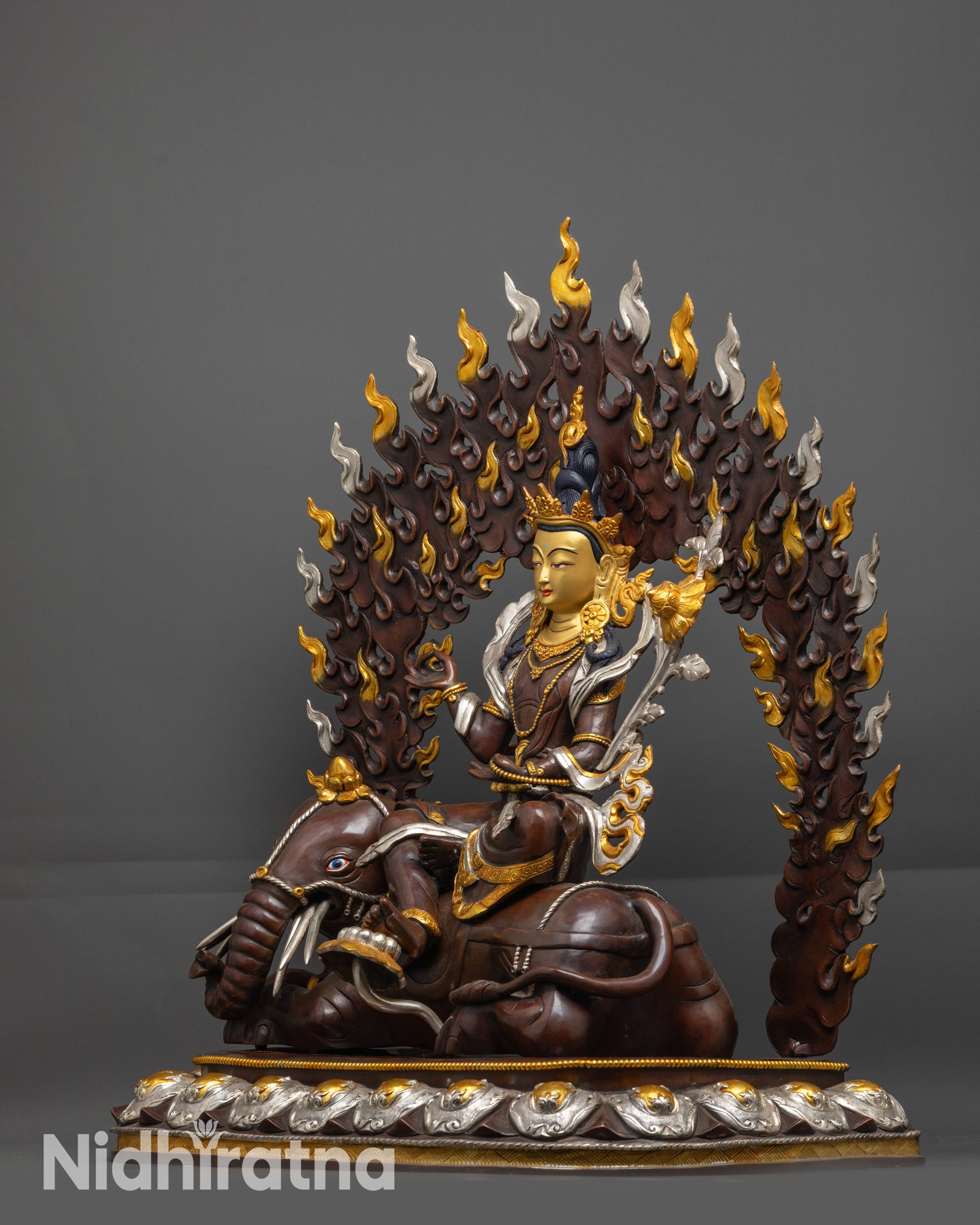 Samantabhadra Bodhisattva Statue Seated on Elephant | Buddhist Deity