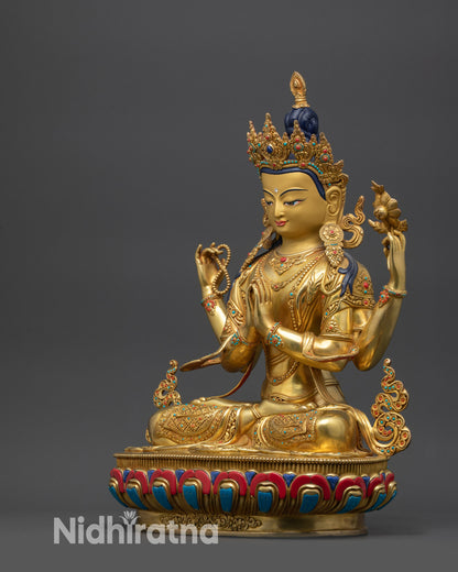 Bodhisattva of Mercy Avalokiteshvara Idol | Tibetan Buddhist Sculpture