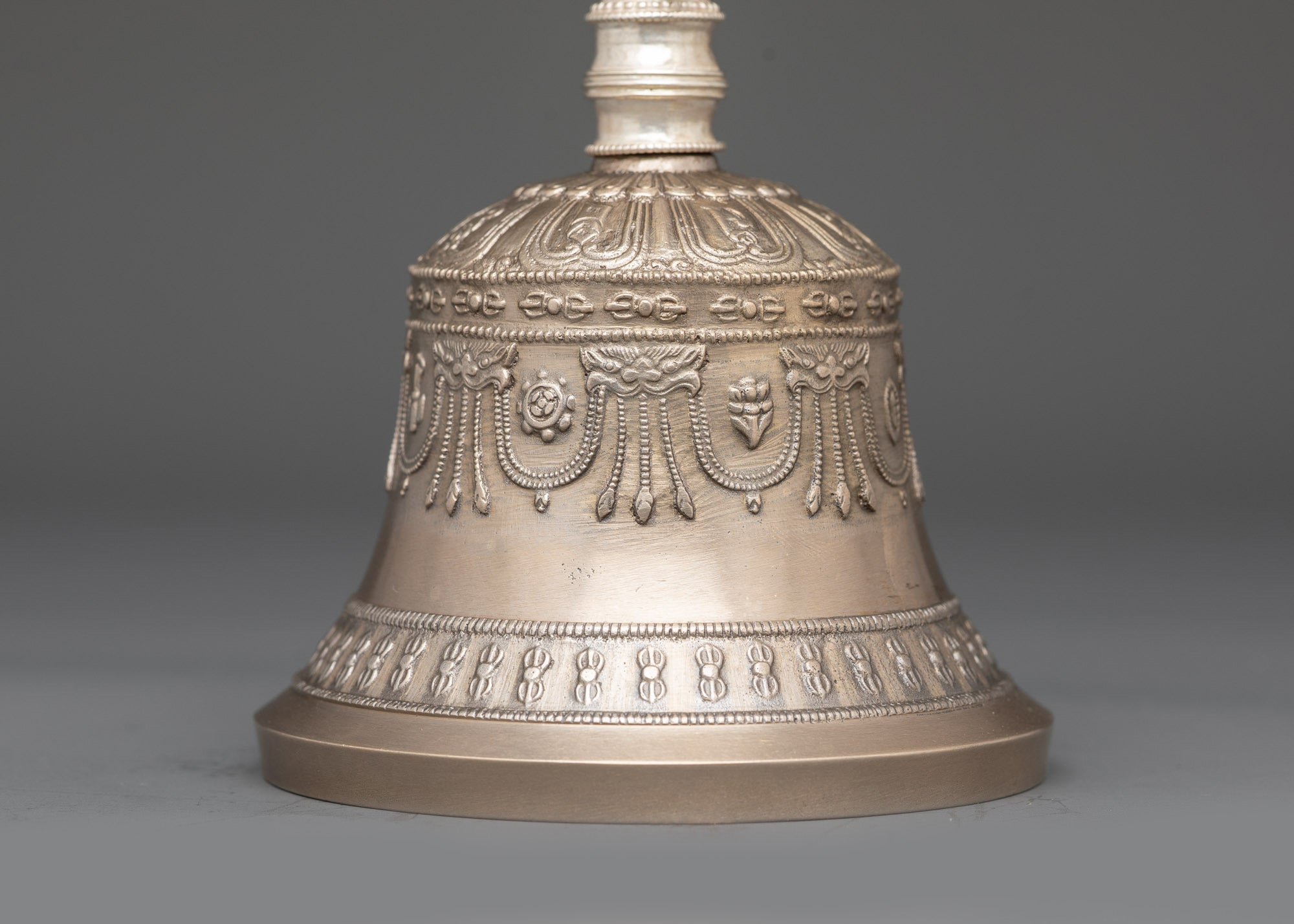 Handcrafted Vajra and Bell Set | Bronze & Silver Tibetan Instruments