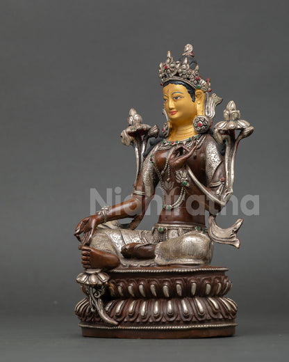 Handmade Green Tara Statue | Sacred Buddhist Art from Nepal
