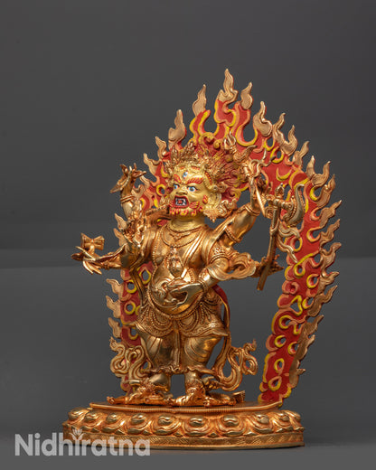 Sacred White Mahakala Sculpture | Divine Protector Deity for Rituals