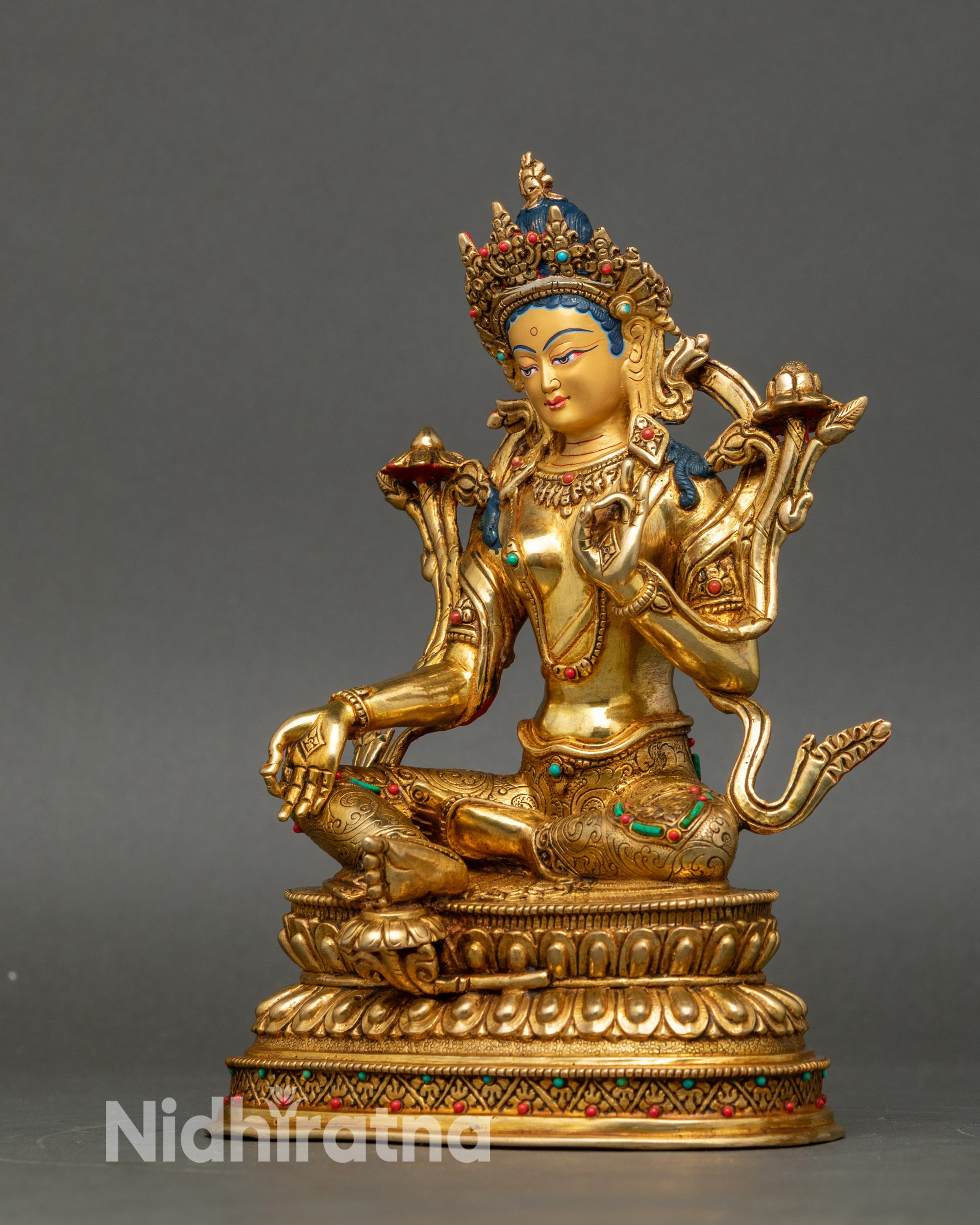 Goddess Green Tara - Nepalese Artisan Copper Sculpture
