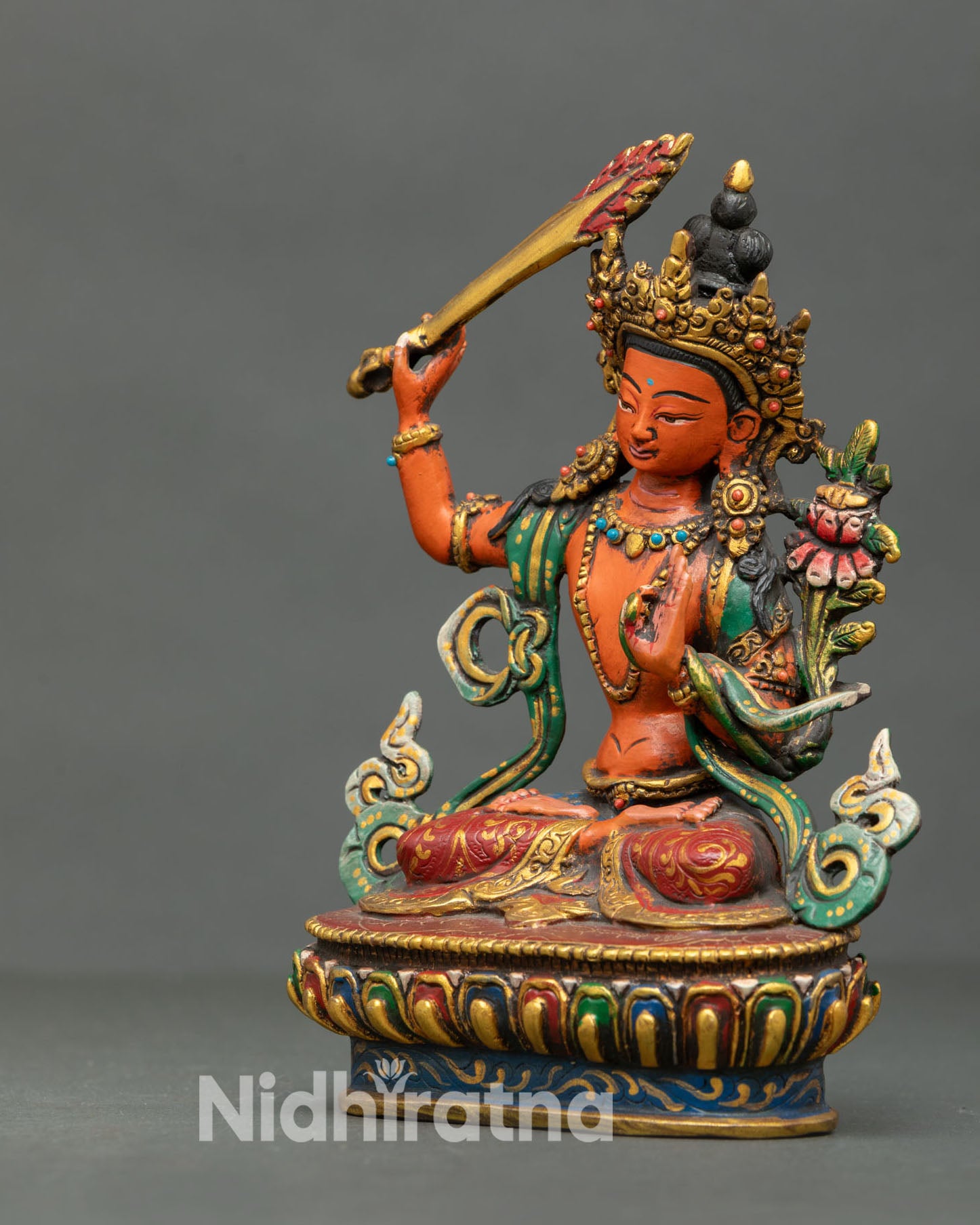 Manjushree Statue – Himalayan Bodhisattva of Divine Wisdom
