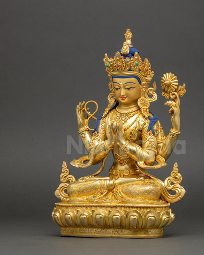 Chenrezig Avalokiteshvara Statue | Nepalese Sacred Copper Sculpture