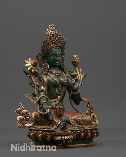 Tibetan Dolma Statue | Copper Statue of Green Tara