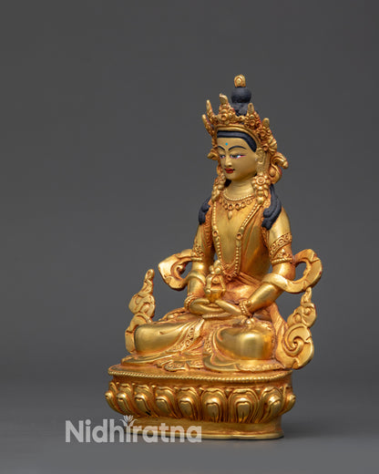 Tibetan Amitayus Statue | 24K Gold-Gilded Buddha for Longevity
