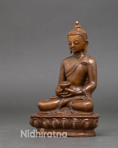 Amitabha Buddha Statue | Handcrafted Nepalese Copper and Gold Meditation Sculpture