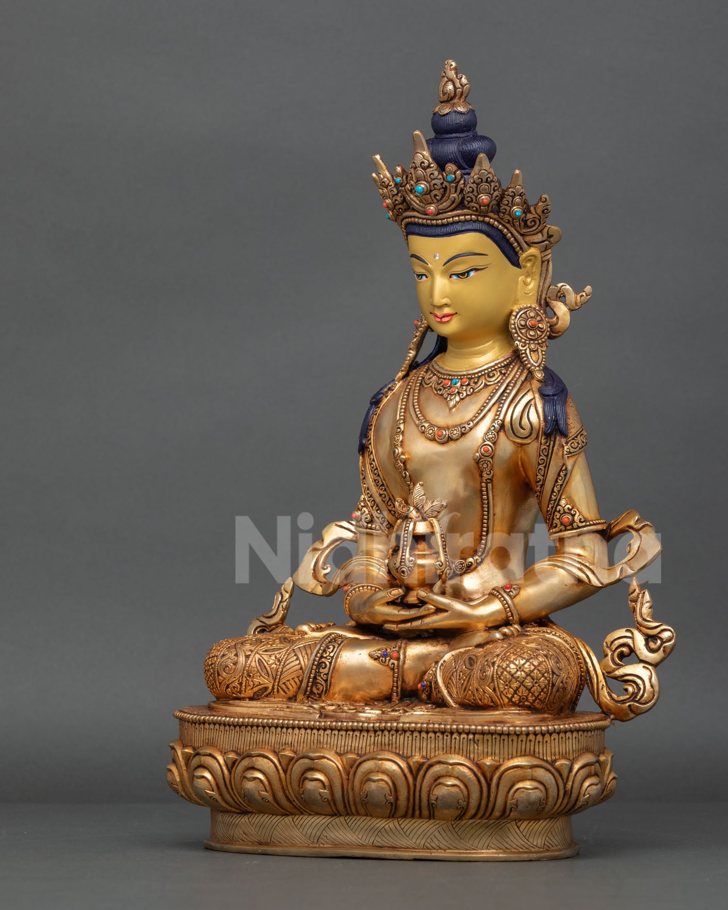 Amitayus Statue | Nepalese Copper Spiritual Artwork