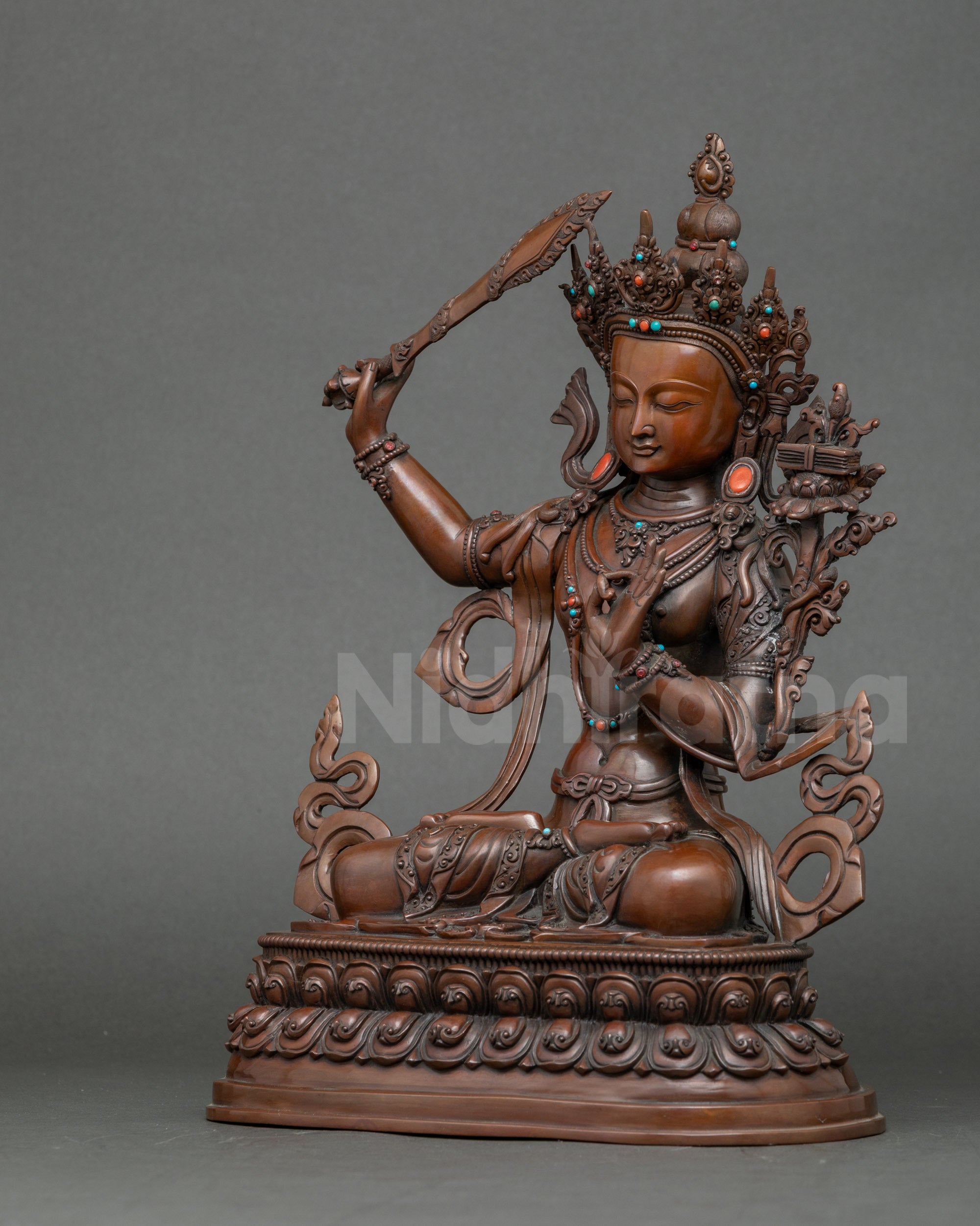 Bodhisattva Manjushri | Authentic Nepalese Oxidized Sculpture