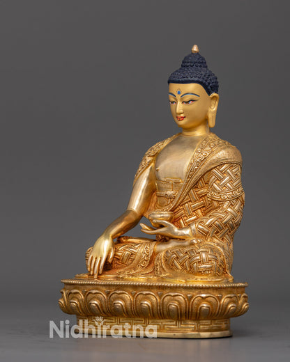Embrace Serenity: 24K Gold Gilded Buddha Shakyamuni Statue