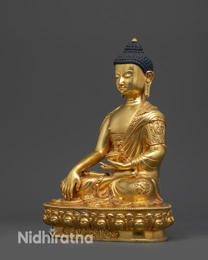 24K Fire Gold-Gilded Shakyamuni Buddha Statue | The Enlightened One