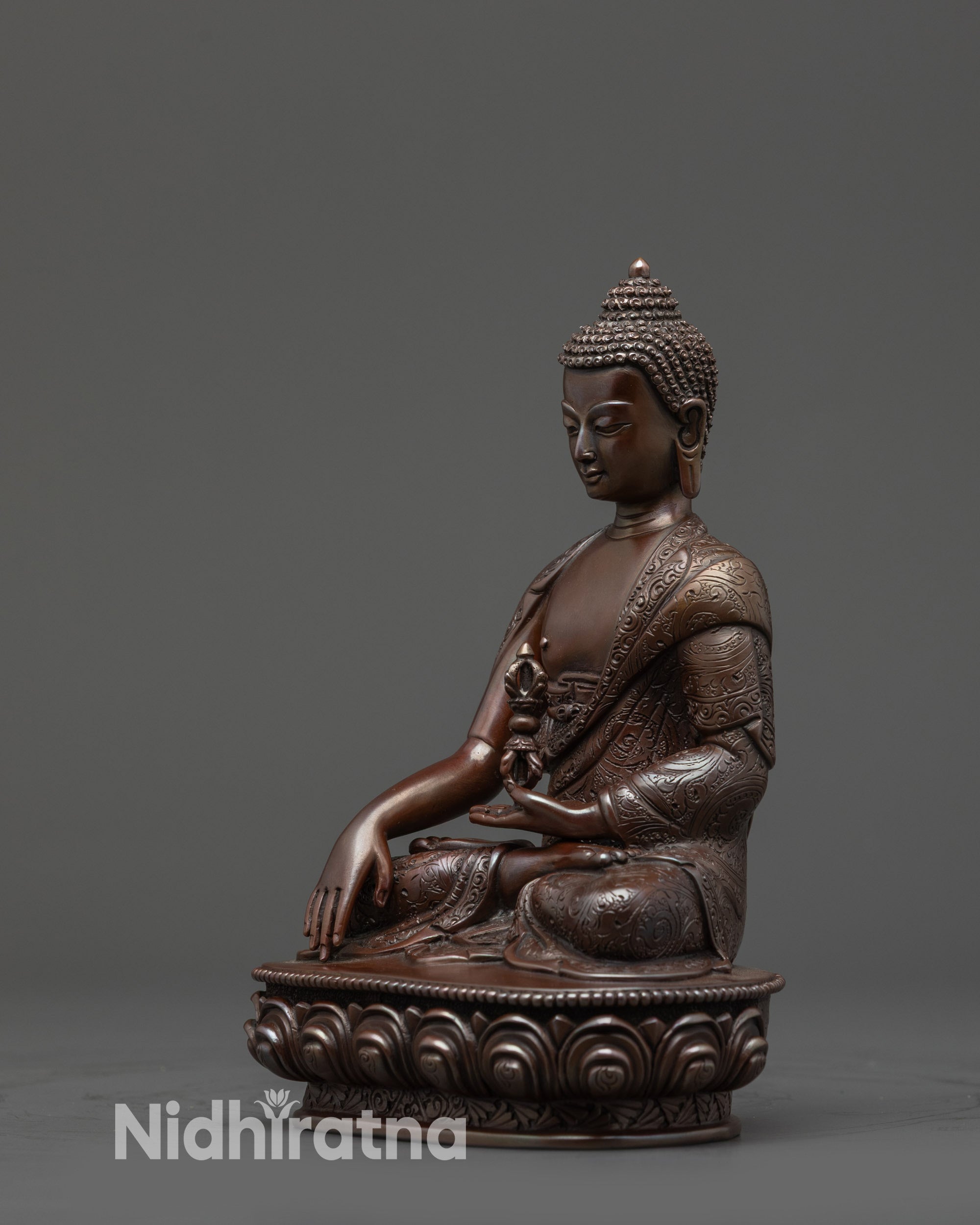 Oxidized Buddha Mitrugpa Statue | Buddhist Sculpture from Nepal