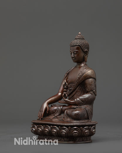 Oxidized Buddha Mitrugpa Statue | Buddhist Sculpture from Nepal