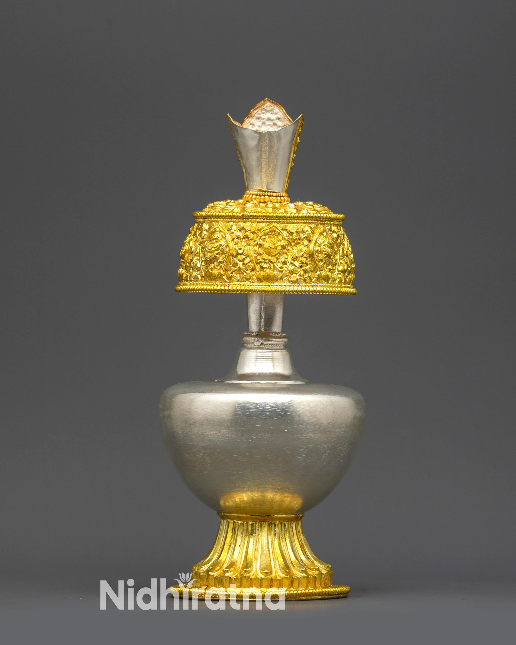 Authentic Himalayan Bhumba | Gold-Plated Copper Ritual Vessel