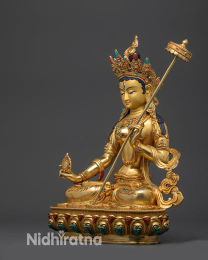 Gold Fire-Gilded Sitatapatra Dukar Statue | Buddhist Idol for Blessing
