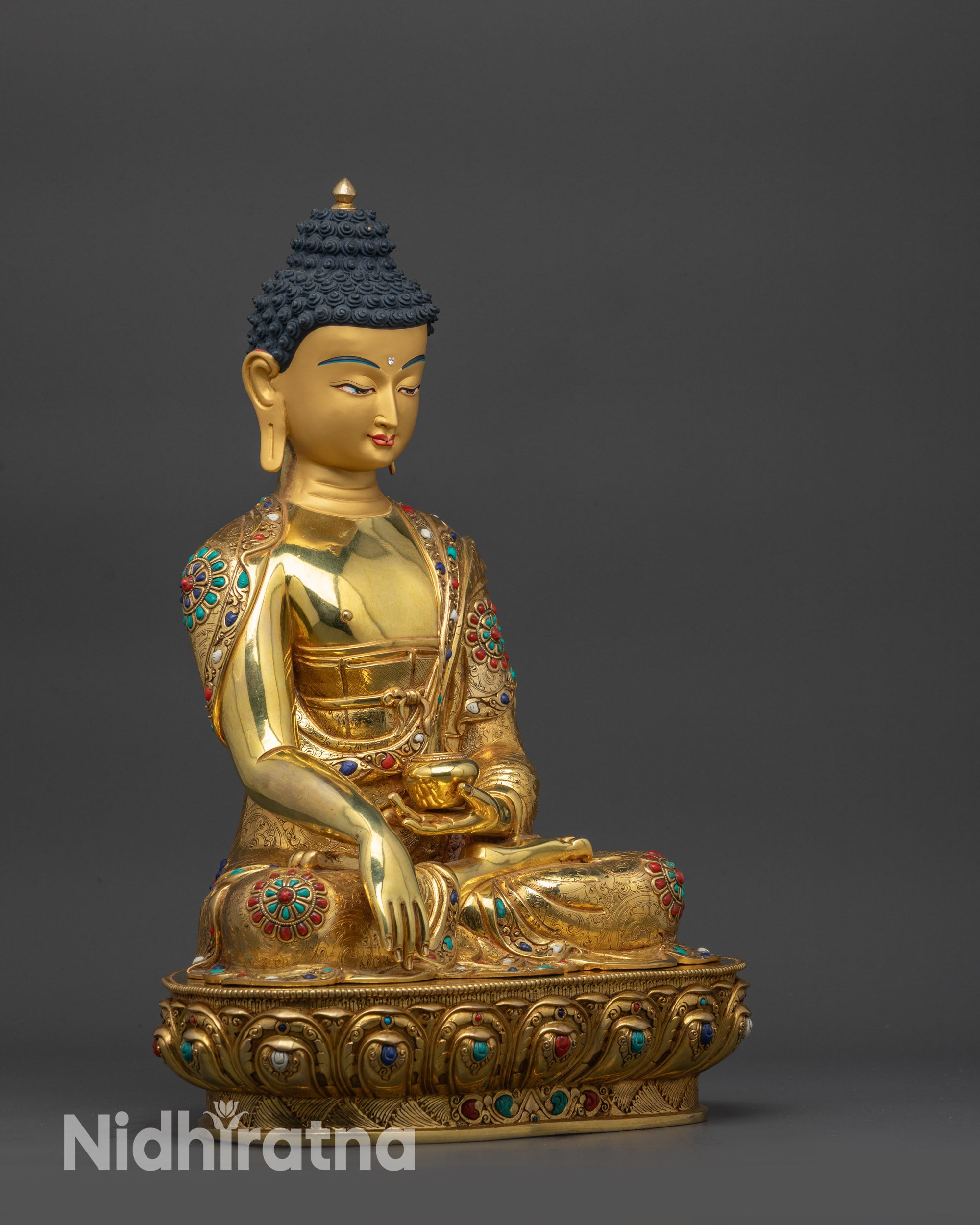 Lord Gautama Buddha Statue | Gold-Gilded Meditating Shakyamuni Buddha