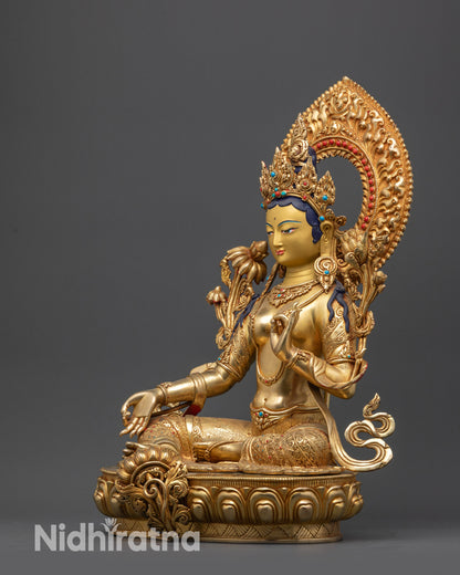 Premium Serene Green Tara Sculpture | Goddess of Mercy & Enlightenment