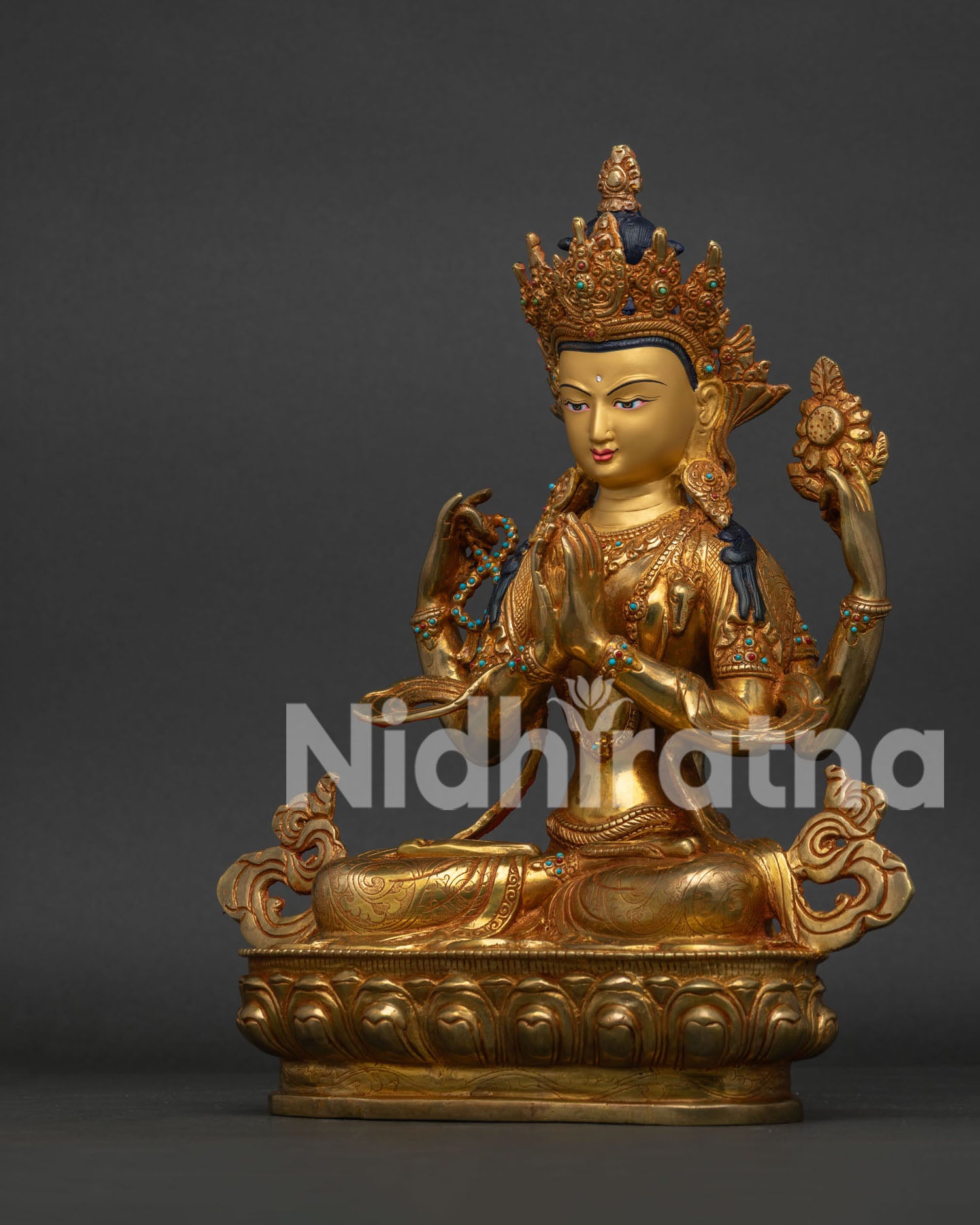 Avalokiteshvara (Chenrezig) Statue – Traditional Newari Artistry
