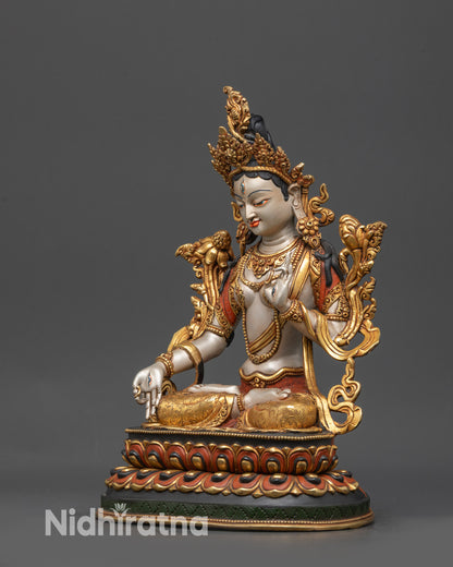 Handcrafted Buddhist White Tara Sculpture | Meditation & Devotional Idol