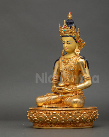 Amitabha Buddha Crowned Form Statue | Himalayan Devotional Art