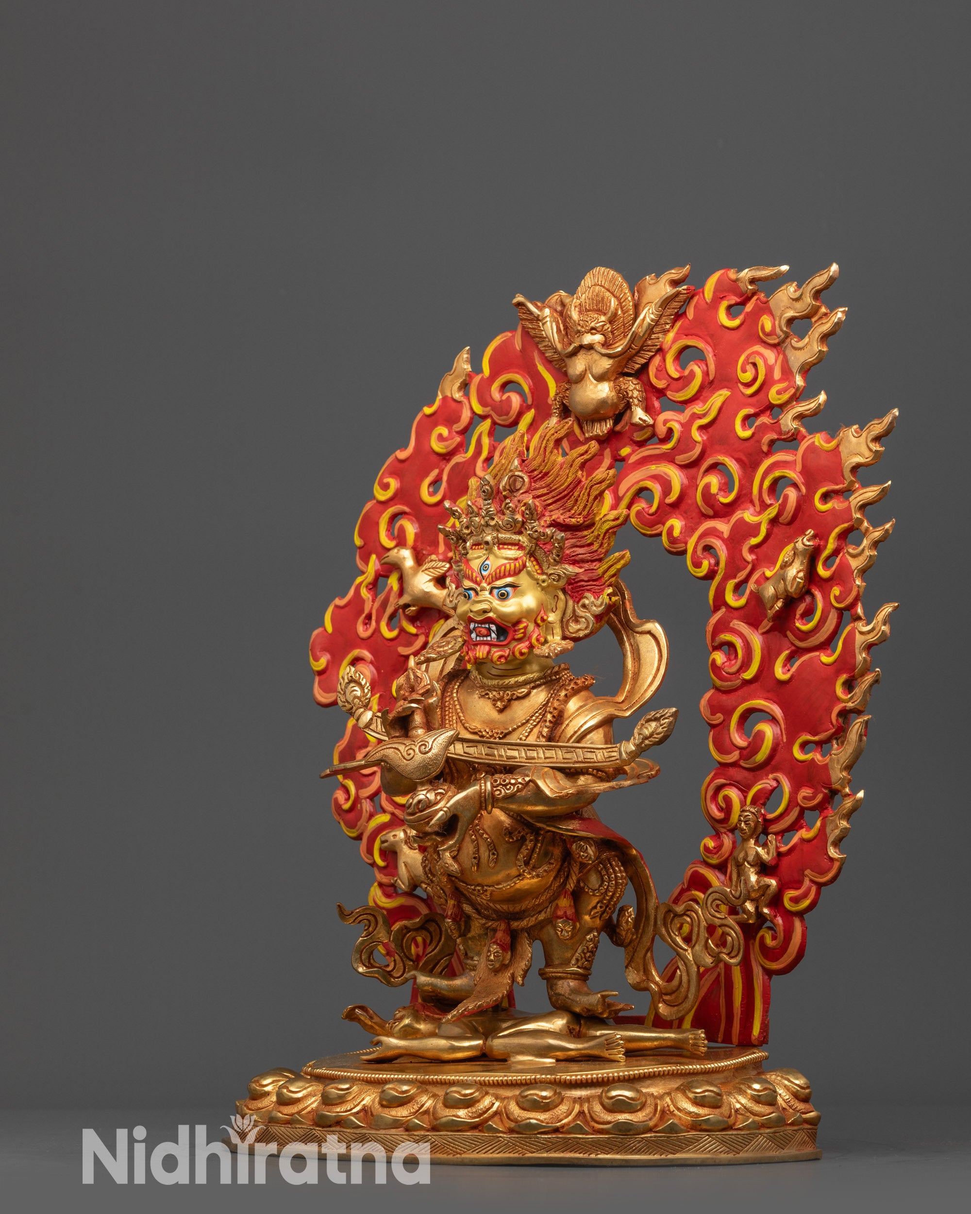 Nepalese Shakya Mahakala Statue | Traditional Himalayan Protector Figure