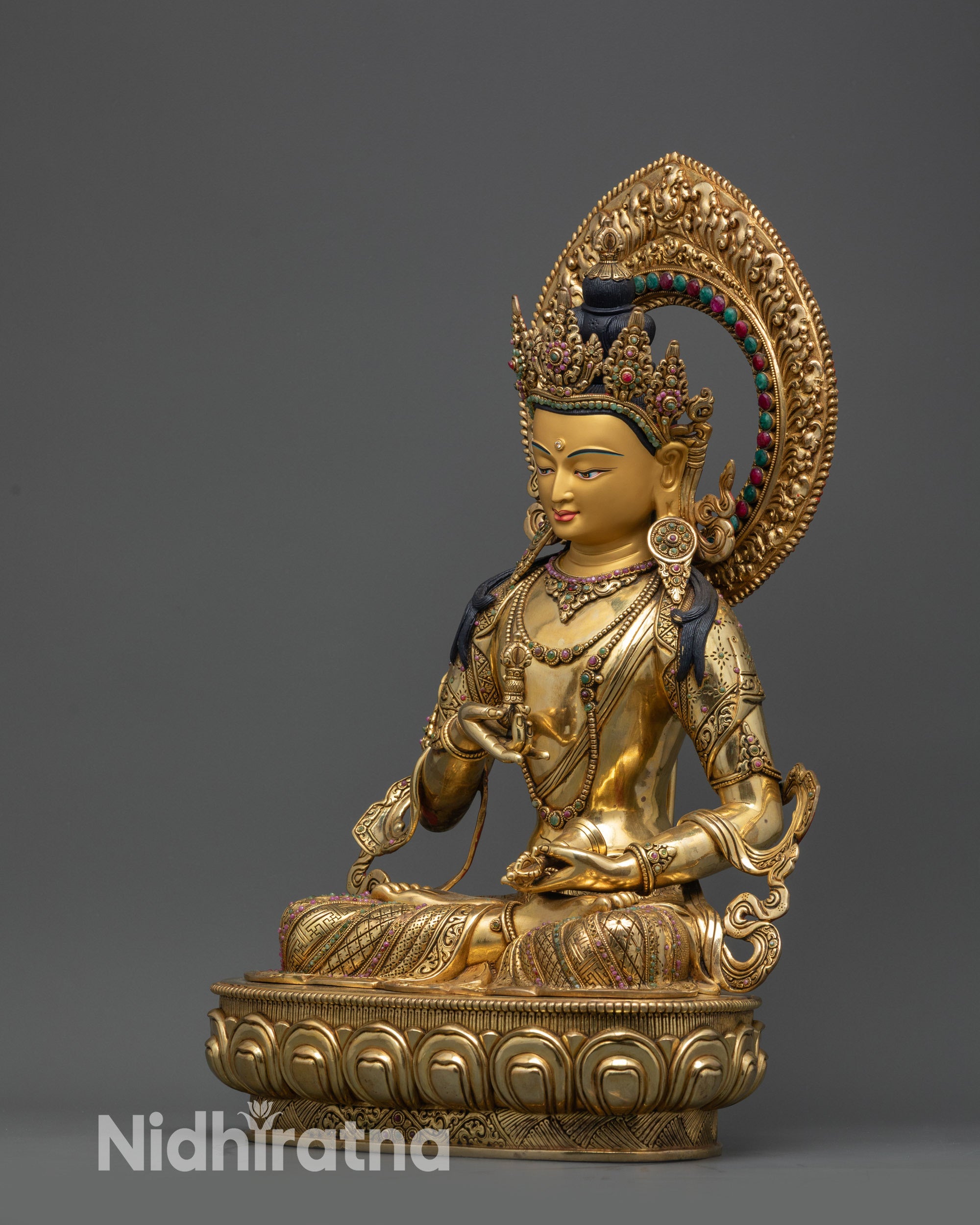 24K Gold-Gilded Vajrasattva Statue | Deity for Karma Purification Practice