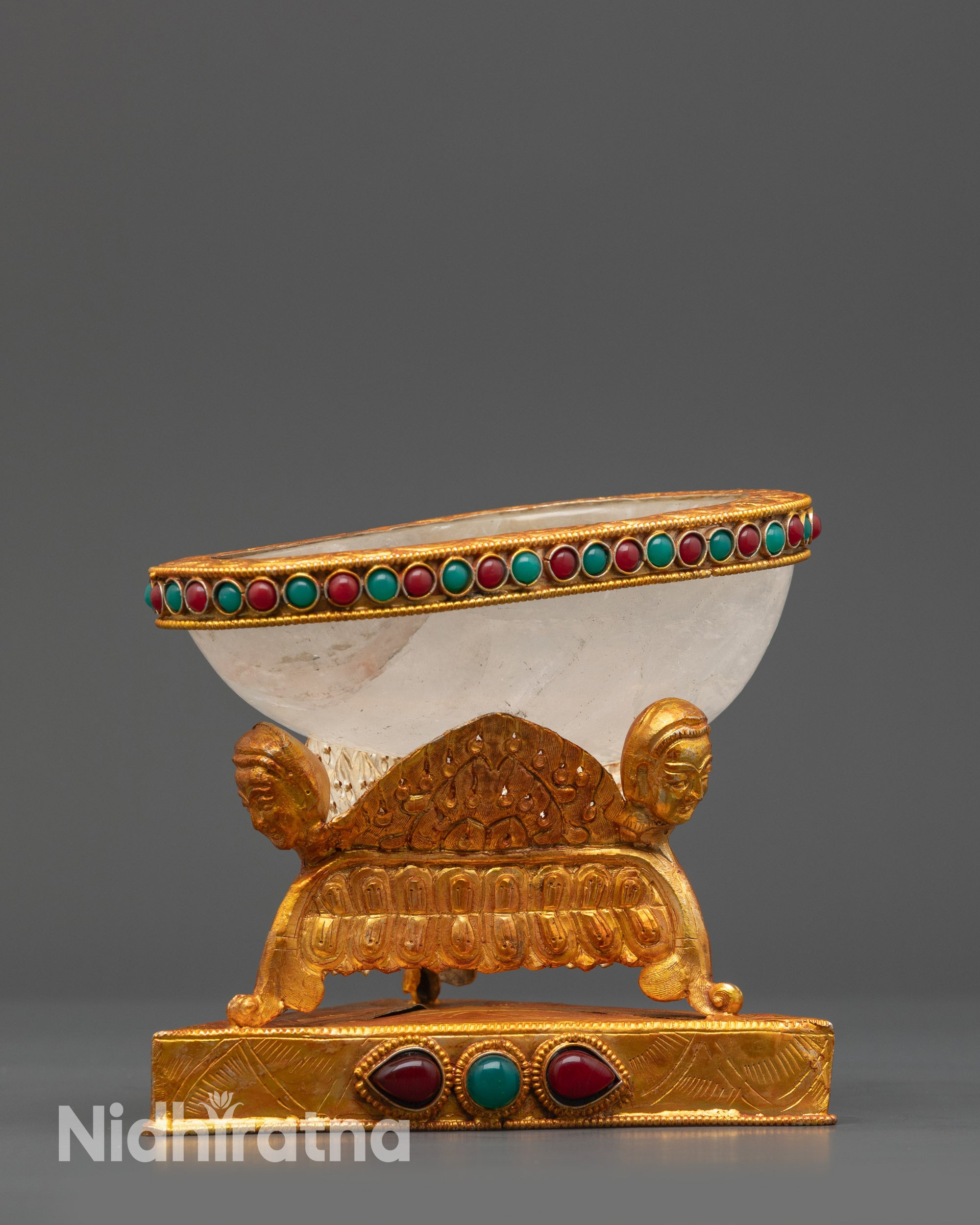 Handcrafted Crystal Skull Cup | Tibetan Kapala for Ritual Offerings