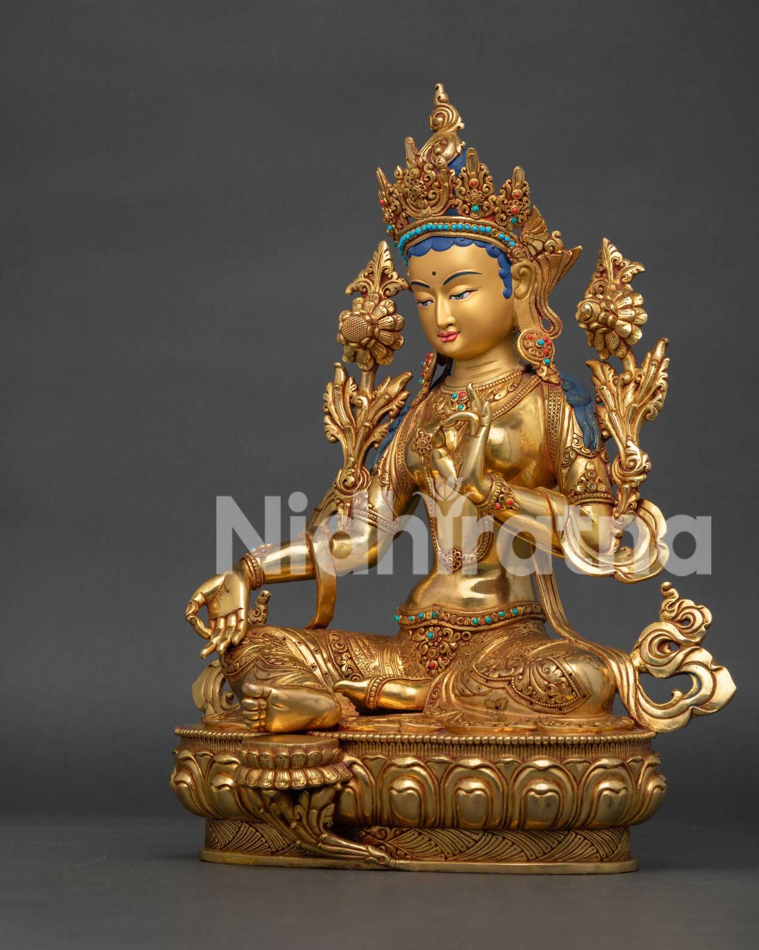 Handcrafted Green Tara Statue | Buddhist Compassionate Deity
