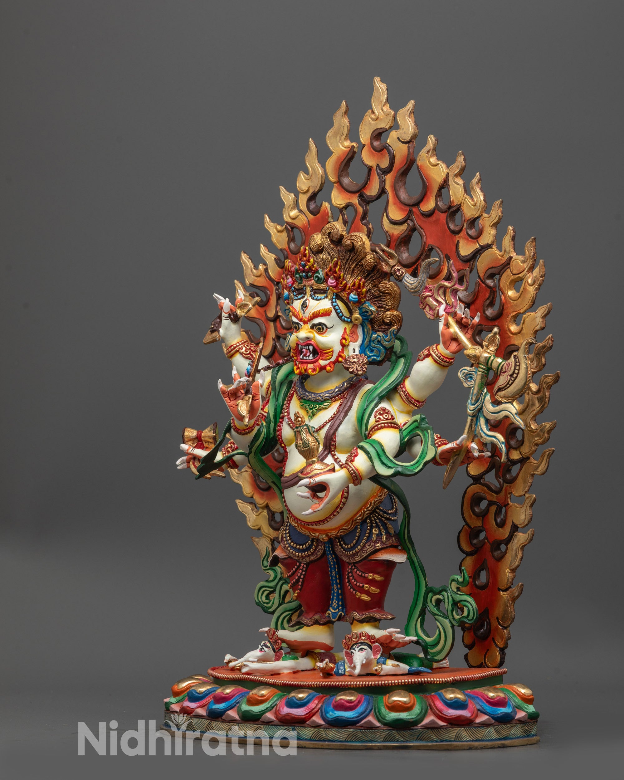 Sacred White Mahakala Statue | Vajrayana Buddhist Dharma Protector