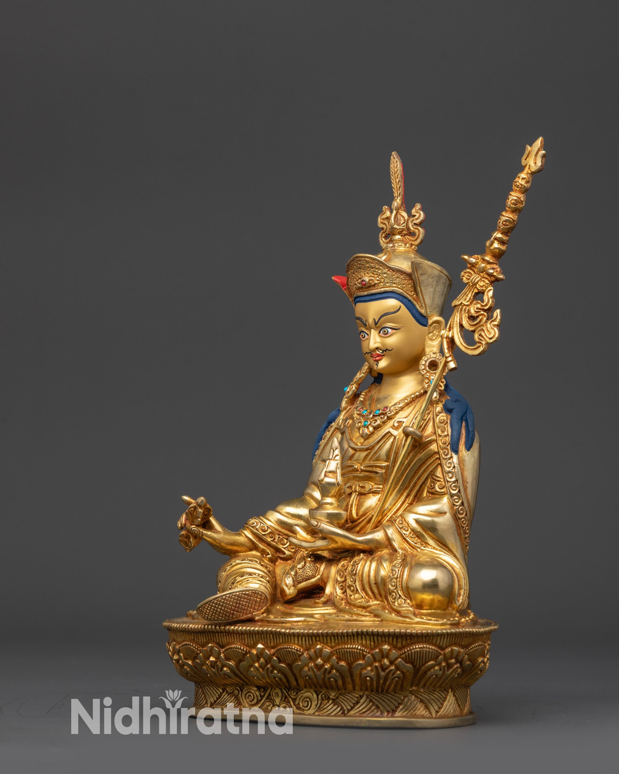 Precious Guru Padmasambhava Statue | Hand-Carved Buddhist Artwork