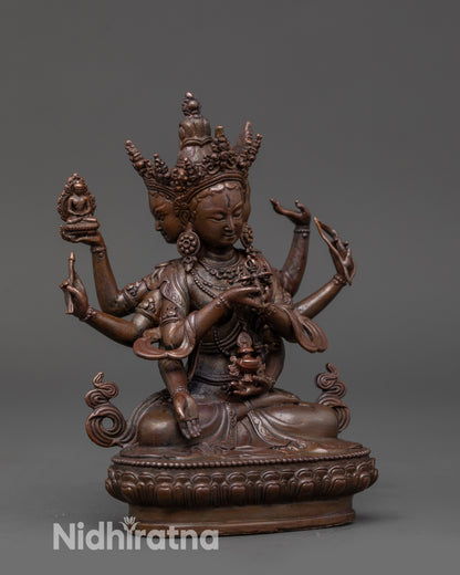 Sacred Namgyalma Sculpture | Oxidized Finish Longevity Deity