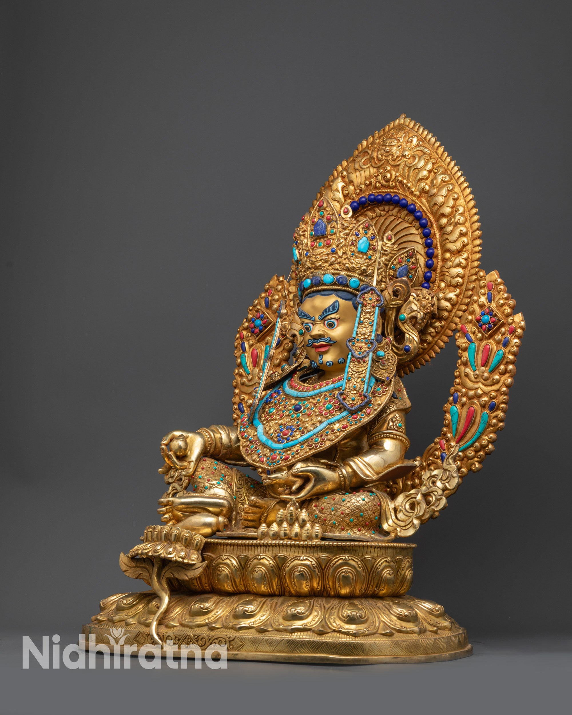 Crowned Dzambhala Statue for Prosperity | Himalayan God of Wealth Art