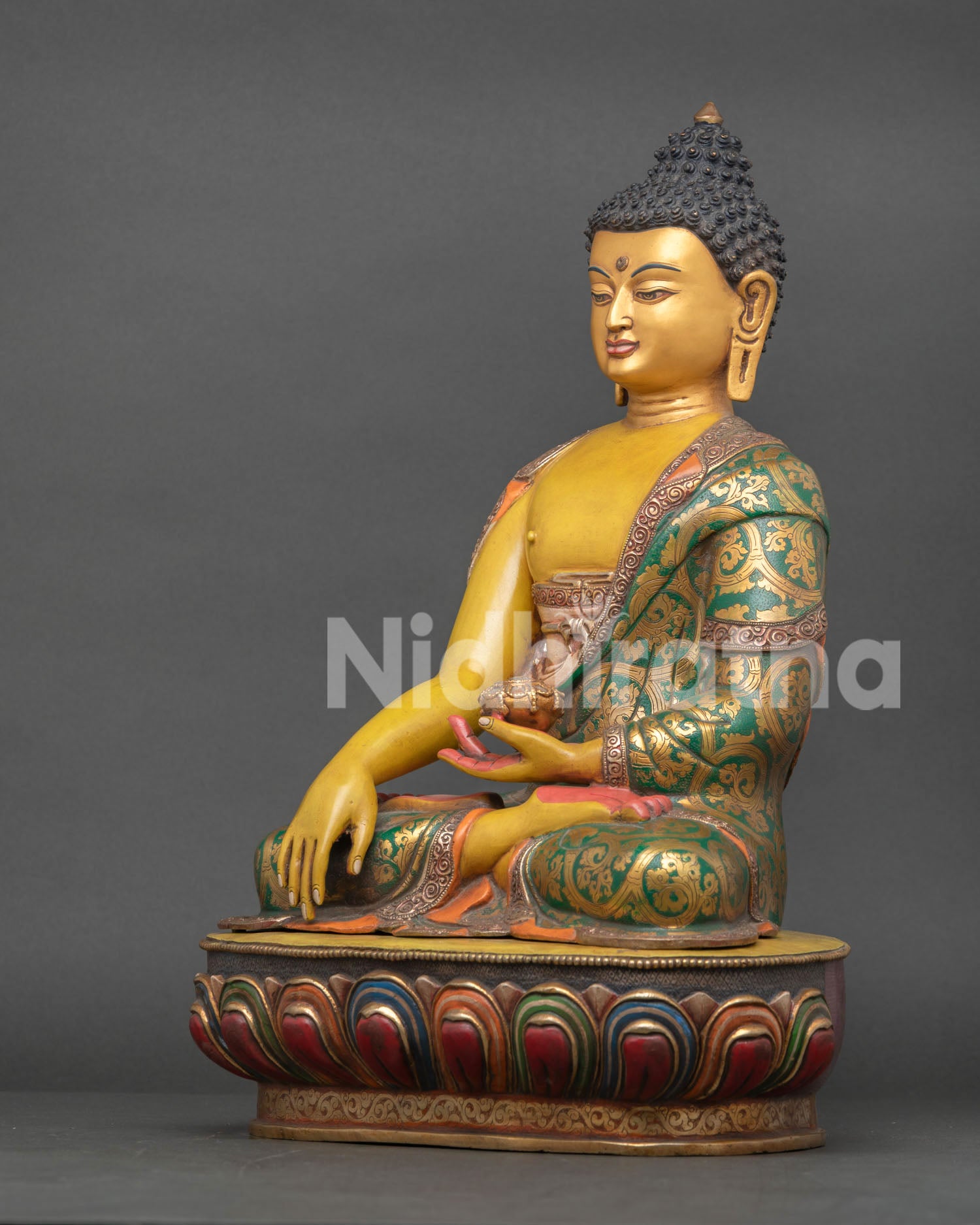 Shakyamuni Buddha Statue | Gold-Painted Face Buddhist Art