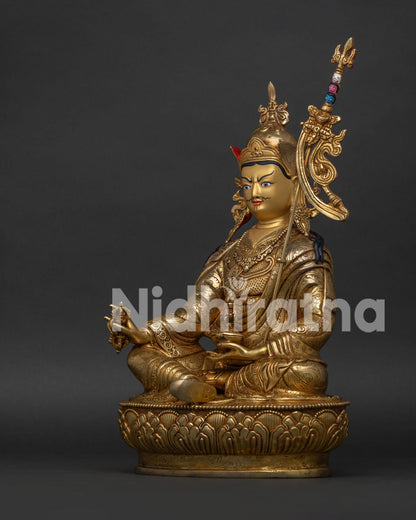 guru rinpoche statue left side view handcrafted nepalese buddhist sculpture